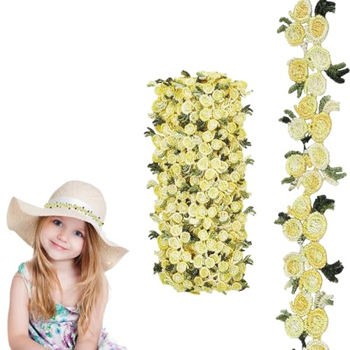 5 Yards/4.57 Meter Spitzenband, Blumen Spitzenborte Gelb