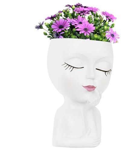 Gesichtsblumentopf - Design Harz Pflanzer, Dekorativer Sukkulenten - | Mit Innen- Und Außenpflanzen Mit Entwässerungsloch, Ideal Für Sukkulenten, Kakteen, Blüten