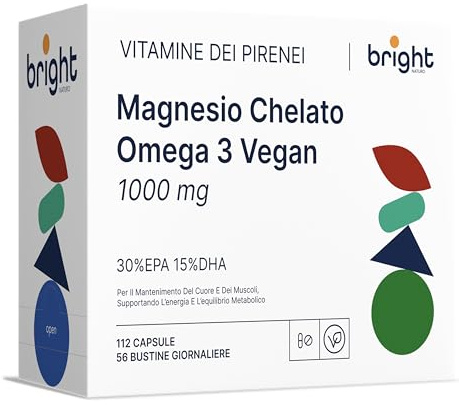 Omega 3 Vegano Y Magnesio Quelado – Gestión de la Edad, 2 Suplementos en 1 Paquete para Salud del Corazón, el Cerebro y el Sistema Nervioso | Para 2 Meses (56 Dosis Diarias)