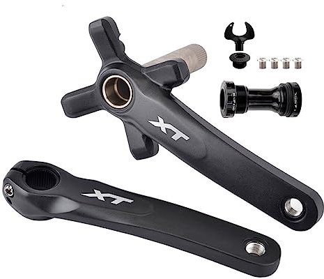 IBOWZ Fahrrad Kurbel Garnitur, 170/175mm Mountainbike Hohl Integrierte Kurbel Arm Set 104-64BCD Aluminium Legierung Fahrrad Kurbel Set 4 Krallen MTB Kurbelarm Mit Innenlager