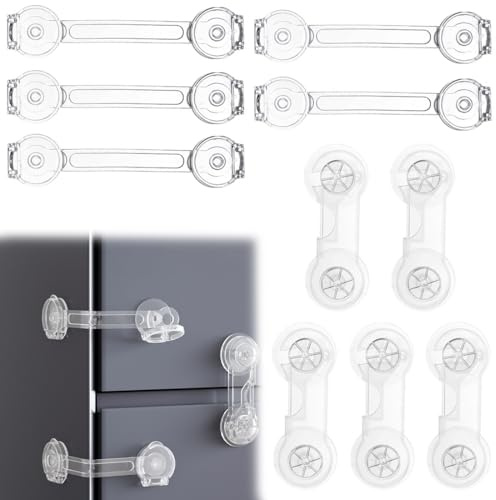 ZILZUFA 10 Pezzi Blocca Cassetti per Bambini, Bambini Chiusure Sicurezza per Armadietto, Chiudi Cassetti Bambini Nessuna Perforazione, Chiusura Cassetti per Bambini, Sicurezza Cassetti Bambini