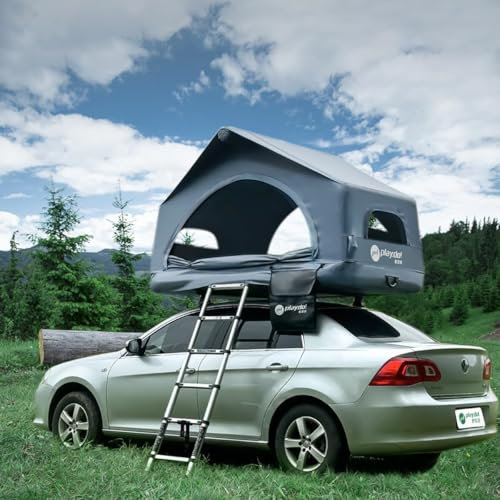 Sport Tent Aufblasbar Dachzelt 2-3 Personen Autodachzelt Luftzelt für Jeep SUV Van Minivans PKW Wetterfest Campingzelt Roadtrip mit Markise Autoreisezelt inkl. Leiter Pump Blau