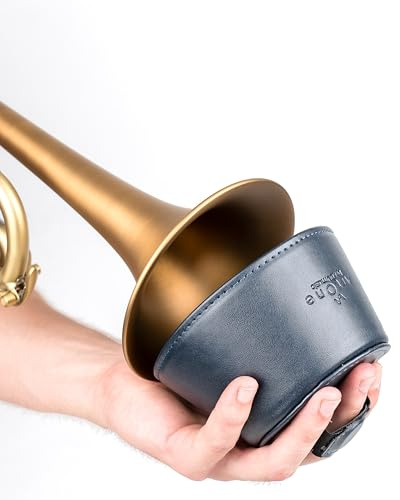 TRUMPET PLUNGER MUTE with Handle - Lightweight Practice Mute with Magnetic Attachment made of Faux Leather. Practice tool. Trumpet Accessory (Blue, Plunger Mute)