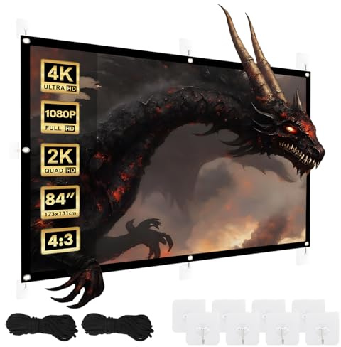 Schermo di proiezione Maclean, 84, 175x131 cm, cornice 4:3 da 25 mm, ganci di tensione, MC-166