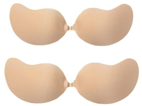 GXGM 2 Paia Invisibile Adesivo Senza Spalline Push Up Reggiseno, Reggiseno Invisibile, Schiena Scoperta, Adesivo, Riutilizzabile Traspirante per Donna