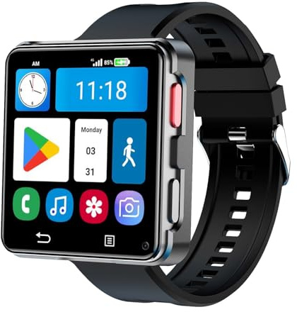 Reloj inteligente 4G LTE para hombre, 4 GB de RAM + 64 GB ROM/128 GB ROM, Android 11 WiFi, GPS, cámara SIM de 8 MP, 1200 mAh, reproductor de música, video y monitor de actividad física de pantalla