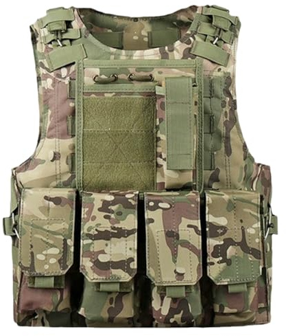 Ssguopte Airsoft-Weste, multifunktionale Molle-Weste, verstellbar, leicht, Paintball- für Outdoor, Training, Angeln, Jagen, Stil 1