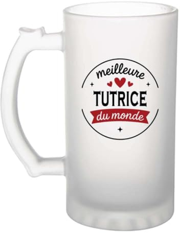 Otshirt Verre à bière de la Meilleure Tutrice du monde 1- Chope - Idée Verre à bière Personnalisable Cadeau Anniversaire Fête Original Famille Travail Départ Collègue Retraite Noël.