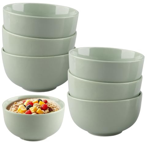 suaywo 6er Keramik Müslischalen Servieren Müsli, Suppe, Salat, Nudeln | 350 ml zum Hellgrün Schüsseln von Kleine Suppenschüssel Set