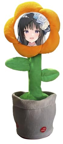 Generisch Individuell gestaltete tanzende sprechende Sonnenblume mit persönlichem Gesicht singt Ihre Worte 50 lustige Lieder ideal für Geburtstag Valentinstag (Orange, 36X15CM)