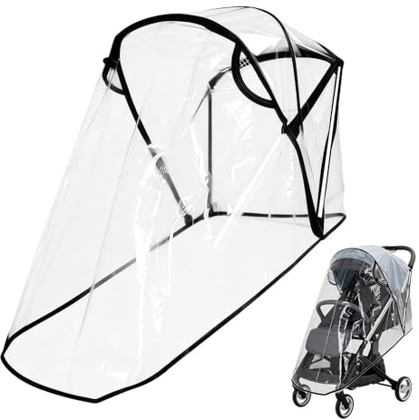 Universal Rain Cover, Breathable Pram Cover & Waterproof for Pushchair Stroller Easy to Install, Lightweight & Foldable for Baby Buggy Cover Protect from Sun Dust Snow
