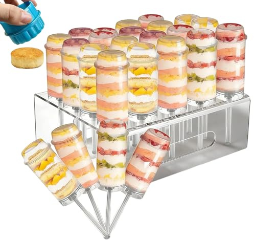 Contenedores de pasteles push pop, tazas de postre transparentes reutilizables con diseño push up para pasteles y tratamientos, molde duradero de alimenticio, contenedores de postre para