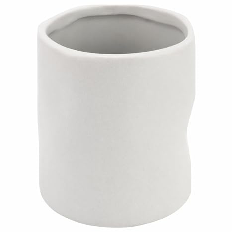 Jean & Len Zahnputzbecher aus robustem Steingut, ideal auch für Make-Up Brushes oder als Stiftehalter geeignet, minimalistisches Design in dezentem beige Ton, 8,3 x 10 cm