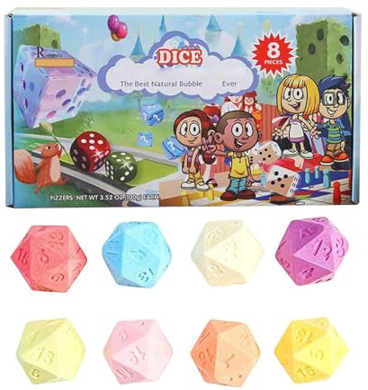 Bubbelbad för kvinnor med tärningsleksak, återfuktande och rengörande | åtta doftande badsaltbollar För Kvinnor, Fru, Män, Mormor, Flickor, Ungdomar, Familj, Hud, Och Resa