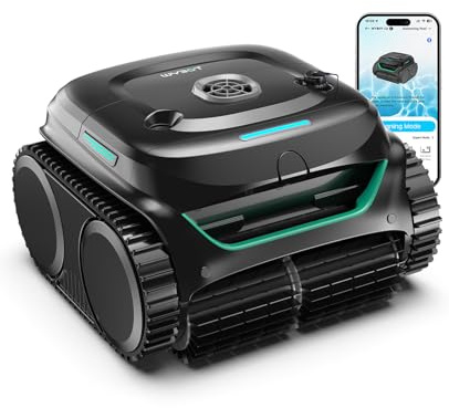 WYBOT C2 – Robot Limpiafondos Inalámbrico, 3 Motores, Doble Filtración, Limpieza De Fondo, Paredes Y Línea De Agua, Autonomía 180 Min, para Piscinas Enterradas hasta 150㎡, con App(Verde carbón-Gris)