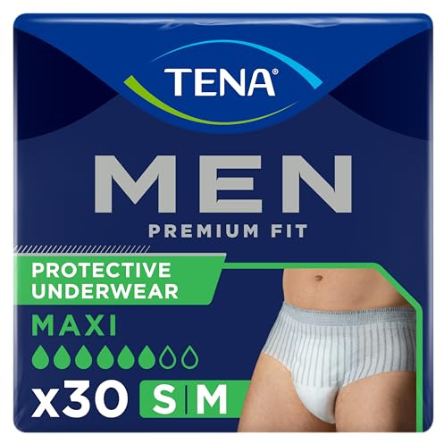 Tena Men Premium Fit Protective Underwear Maxi, S/M, 3 Packs (30 Count)
