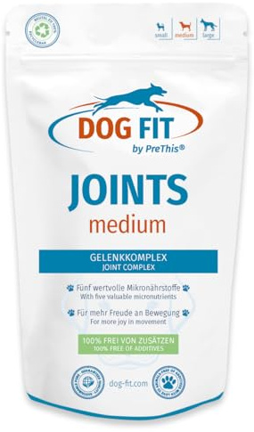 DOG FIT by PreThis® Joints für Hunde I Mit Glucosamin, MSM, Kollagen, Teufelskralle & Weihrauch I Ohne Zusätze I medium 10-25 kg