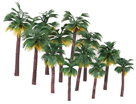 TOYMYTOY Palm Baum Modell Layout Regenwald Kunststoff Palme 12 Stücke Diorama Landschaft (die Farbe der Wurzel ist zufällig)