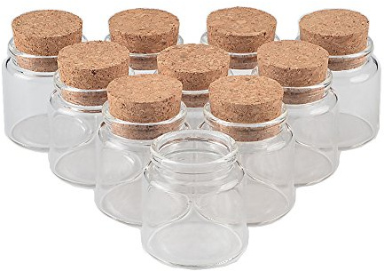 6pcs Bouteille En Verre Transparent Avec Bouchon En liège, capacité 50ml, diamètre extérieur 47 mm (6, 50ml)