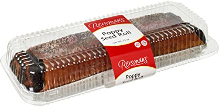 Reisman’s Bakery Poppy Seed Roll, Traditional Poppy Seed Filling, Dairy-Free Bakery Food, Delicious Dessert, Pack of 2, 15 Ounce Each