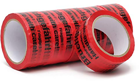 TK THERMALKING Klebeband - Packband - Paketband mit Hinweis auf Tape (Bruchgefahr - Achtung nicht werfen - Vorsicht zerbrechlich Glas - handle with care – Fragile) (6)