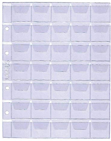 5 x Münzhüllen Münzalbum Münzblätter, 26 – 35-41 - 58 mm Ø Verschiedene Größen, Für Münzen, Gedenkmünzen, z.B. 2 Euro Münzen (35 Fächer (Larius))