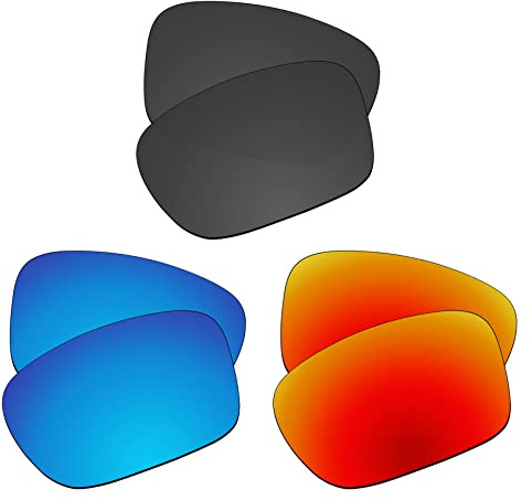 EZReplace Verres de rechange pour lunettes de soleil Oakley Fuel Cell OO9096 (verres polarisés), Noir carbone + bleu glacier + rouge feu, Taille unique