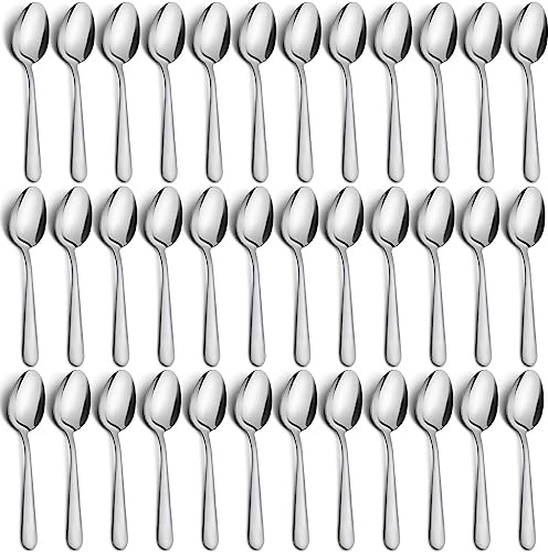 36-Piece Dinner Spoons Set, Funnydin 6.7 Stainless Steel Spoons Silverware, Durable Dessert Spoons, Table Spoon Use for Home, Kitchen and Restaurant - Mirror Polished, Dishwasher Safe