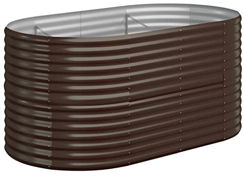 vidaXL Jardinera Arriate Elevado Macetero Maceta Tiesto Soporte para Plantas Vegetales Hierbas Acero Galvanizado Marrón 152x80x68 cm