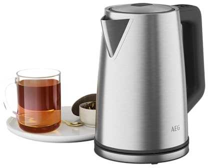AEG Bouilloire K5-1-6ST Deli 5/2400 W / 5 niveaux de température réglables / 1,7 l/arrêt automatique de sécurité 3 fois/fonction anti-goutte/ouverture du couvercle à une main/acier