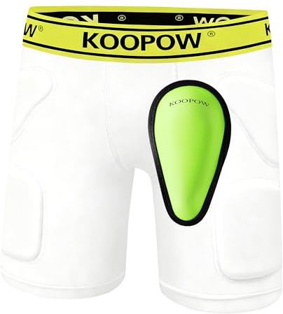 KOOPOW Pantalones cortos acolchados deslizantes para niños y jóvenes con copa atlética protectora suave para béisbol, fútbol, lacrosse (M, blanco y verde)