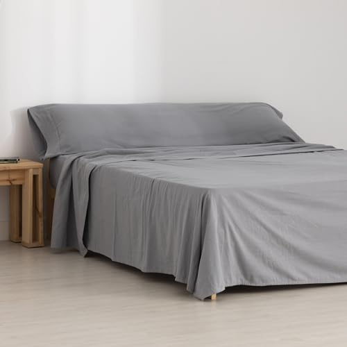 BELUM | Juego Sabanas Franela Ultimate Grey 90 100% algodón, Juego sabanas Compuesto por: Encimera: 160x270cm Bajera: 90x200 cm + 30 cm Fuelle. Almohada 45x110
