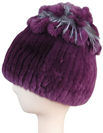 keusyoi Fellmützen für Frauen Winter Fell Strickmütze Damen Warm Schneemützen Damen Elegant Beanies Cap