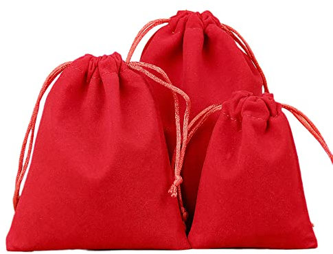 6 sacchetti in velluto, piccoli sacchetti in tessuto con coulisse, in velluto, da riempire, per gioielli, matrimoni, Natale, compleanni, feste, 5 x 7 cm, colore rosso