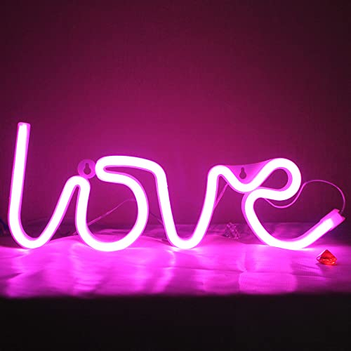 DAKABUKA Letreros LED de neón con USB o pilas para decoración del día de San Valentín, Navidad, cumpleaños, dormitorio de niñas, sala de estar (rosa)
