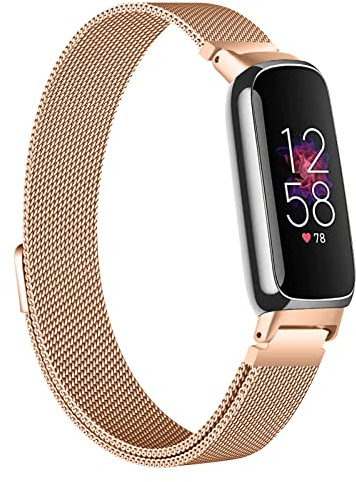 Gimuk Strap Compatible with Fitbit Inspire 3, Adjustable Stainless Steel Loop Metal Mesh Magnetic Replacement Wristband for Fitbit Inspire 3 Fitness Tracker, Small Large