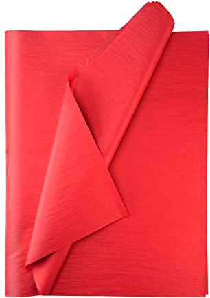 Seidenpapier bunt – 50 Blatt – 50 x 75 cm – Verpackungsmaterial für Kerzen, Kleidung, Seife – als Bastelpapier, Geschenkpapier – Hochzeit, Weihnachten – Füllmaterial in Versandkartons – ROT