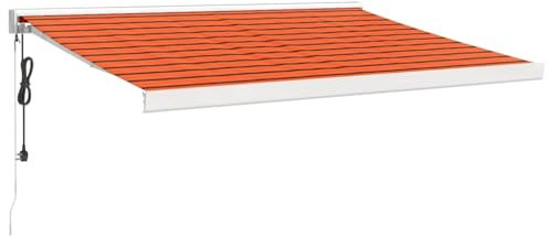 vidaXL Markise, Sonnenmarkise Einziehbar, Gelenkarmmarkise für Terrasse Balkon, Sonnenschutz Terrassenmarkise Balkonmarkise, Orange Braun 3x2,5m Stoff Aluminium