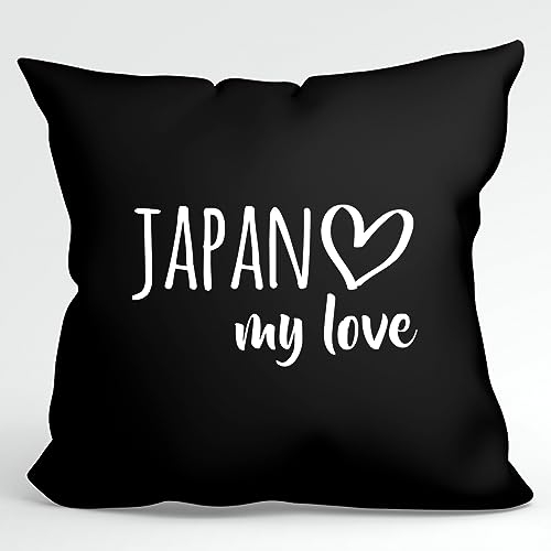 Huuraa Kopfkissen Japan My Love Geschenk 40x40cm mit Füllung Black Baumwolle Japan Deko