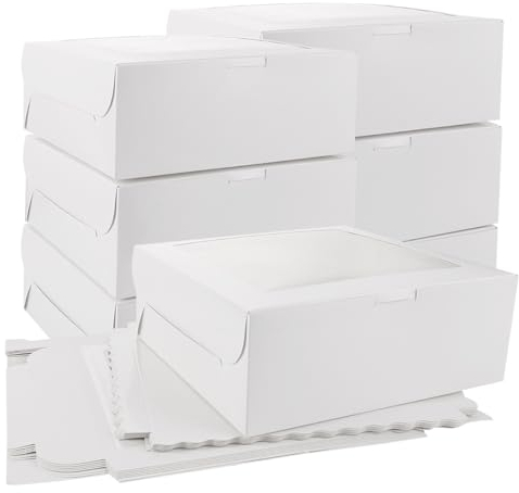 YAYODS 25 Stück Cupcake Transportbox - Weiß Cupcake Box mit Fenster - 24 x 24 x 9 cm Kuchenbox Pappe - Tortenbox für Kekse, Kuchen Dekorieren, Macarons, Brot