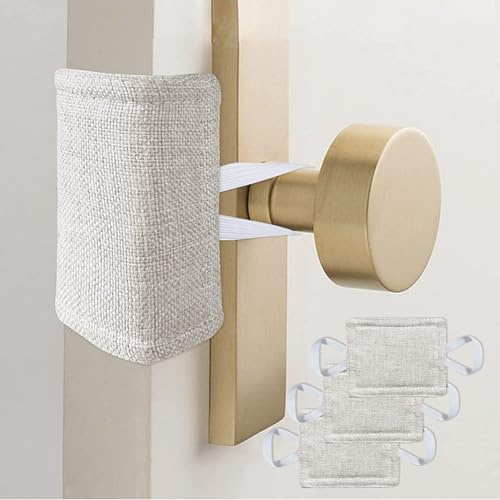 3Pcs Door Handle Silencer Cloth Latch Covers, Door Silencer Quiet Door Closer Cushion, Door Cover Quiet Close Pads with Strong Elastic Straps for Nursery Home