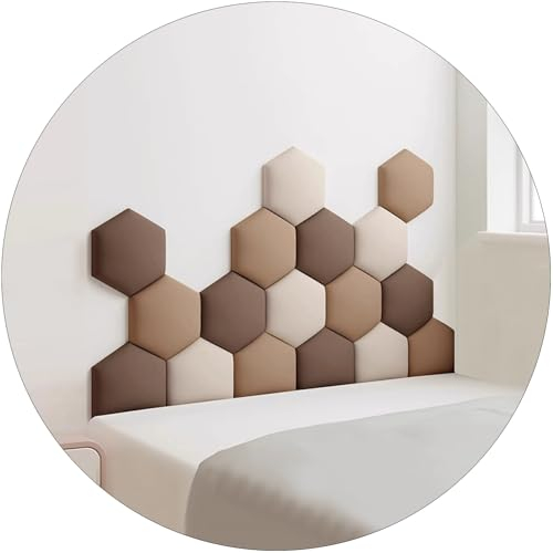Wzmazingly 17 Stück Polsterpaneel Wand, Hexagon Selbstklebend Kindergarten Dekor Wandpaneele, 3D Anti-Kollisions Wandmontage Bett Kopfteil Wandpolster