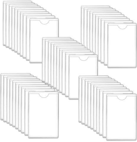 kingsea 50 st självhäftande påsar kortfodral transparent etiketthållare självhäftande korthållare PVC bakplåtsfickor självhäftande självhäftande visitkortsfickor
