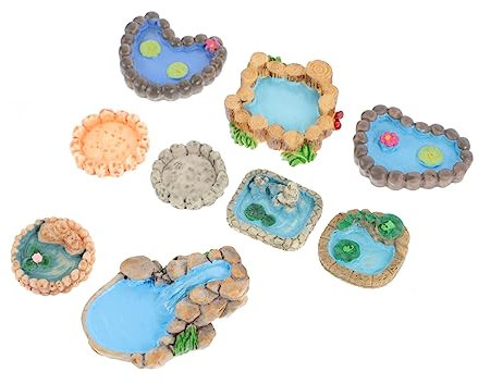 HANABASS 9piezas Landscape Props Decoración Mini Estanque Artificial para Jardín Accesorios De Paisaje Aleatorio