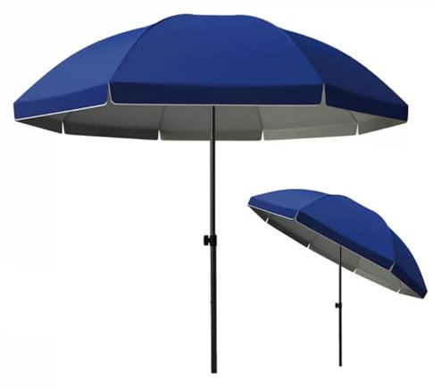 Sonnenschirm Strandschirm, Ø 240 cm/260 cm/280 cm Rund Gartenschirm Marktschirm mit Tragetasche, Beidseitig um 45° Knickbar Terrassenschirm, UV Schutz 50+(Blau,280cm/9ft)
