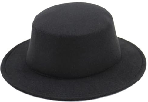 Wedhapy Filzhut Fedora-Hüte für Damen und Herren Vintage klassischer Panamahut im britischen Stil breite Krempe Flache Oberseite Warmer Country-Gentleman-Hut für Frühling und