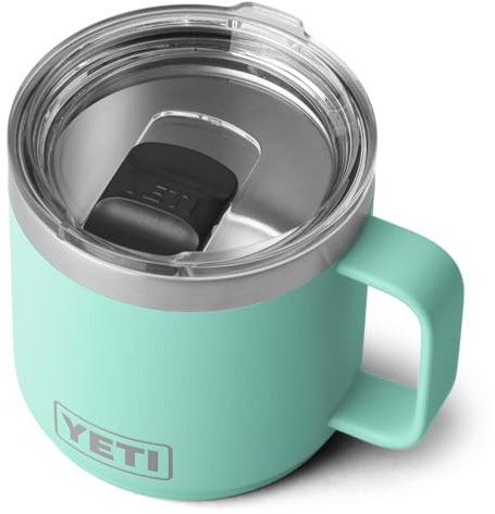 YETI Rambler Mug, Vacuum Insulated Stainless Steel Stackable Mug with Magslider Lid, Seafoam, 14 oz (414 ml)
