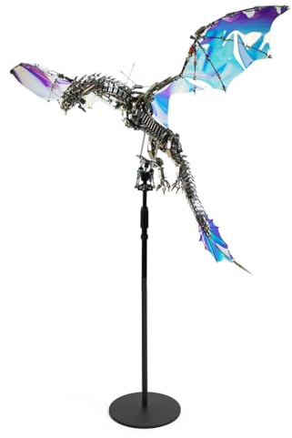 BuildCubes 3D Metall Puzzle für Erwachsene - Steampunk Blutdürstiger Aurora Drache Modellbaukasten Mit Ständer, 3000+ Teile - 3D Puzzle Tier Geschenk
