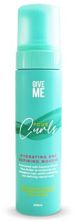 Give Me Cosmetics Four Curls Hydrating & Defining Mousse for Curly Hair, Lghtweight and Nourishing with Coconut, Jojoba, Castor Oils, and Shea Butter