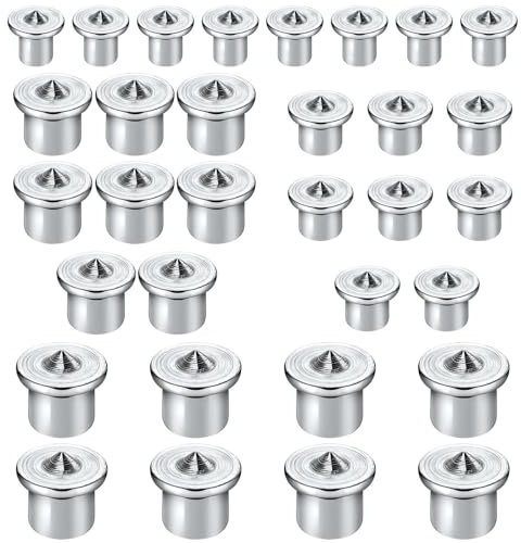 32 Pcs Dowel Pin Center,6/8/10/12mm Dowel Centre Point Set,Wood Dowel Tenon Center,Woodworking Alignment Tool,Pins Marker Drill Tool,Wood Dowel Tenon Centers Points
